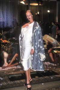 Model wearing a look from John Galliano spring summer 1999 ready-to-wear collection, photographed by Guy Marineau