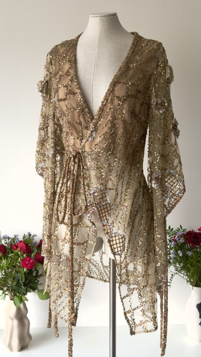 Elie Saab 2000s golden sequin kimono top
