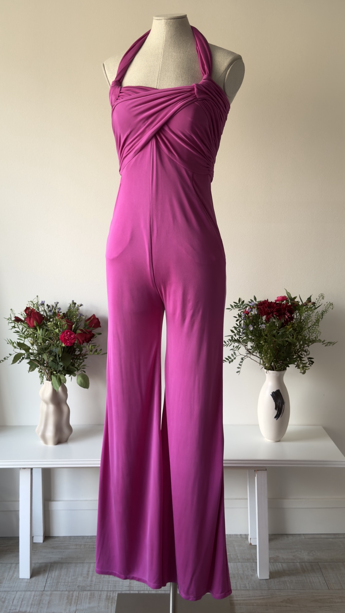 Valentino SS 2004 silk fuchsia pink jumpsuit