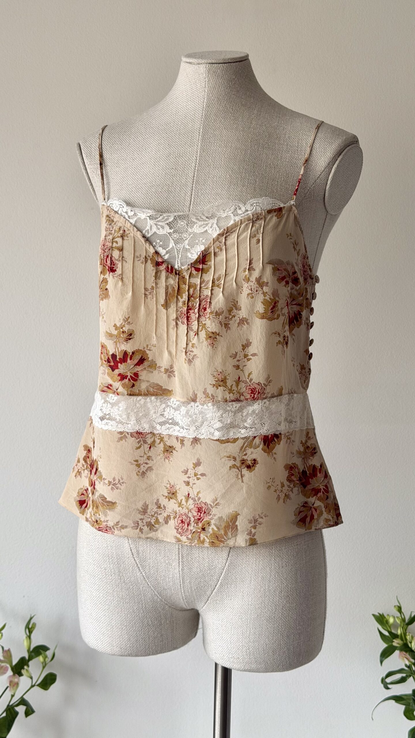 Christian Dior by John Galliano floral silk lace camisole top