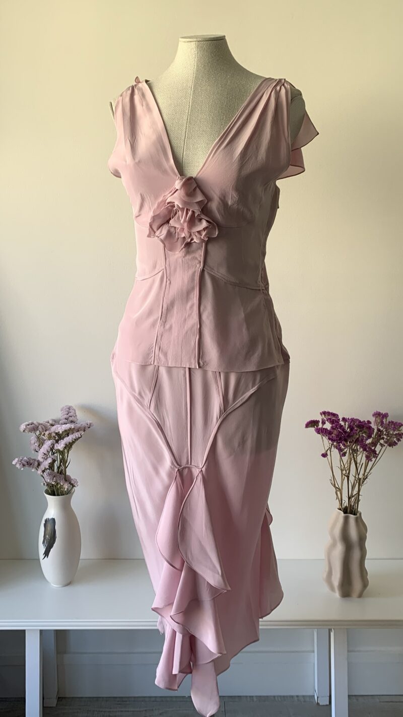 Yves Saint Laurent SS 2003 pink silk ensemble