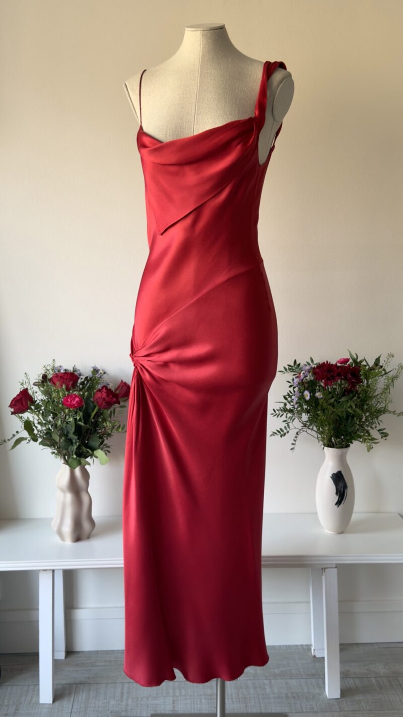 John Galliano SS 1999 ruby red maxi gown