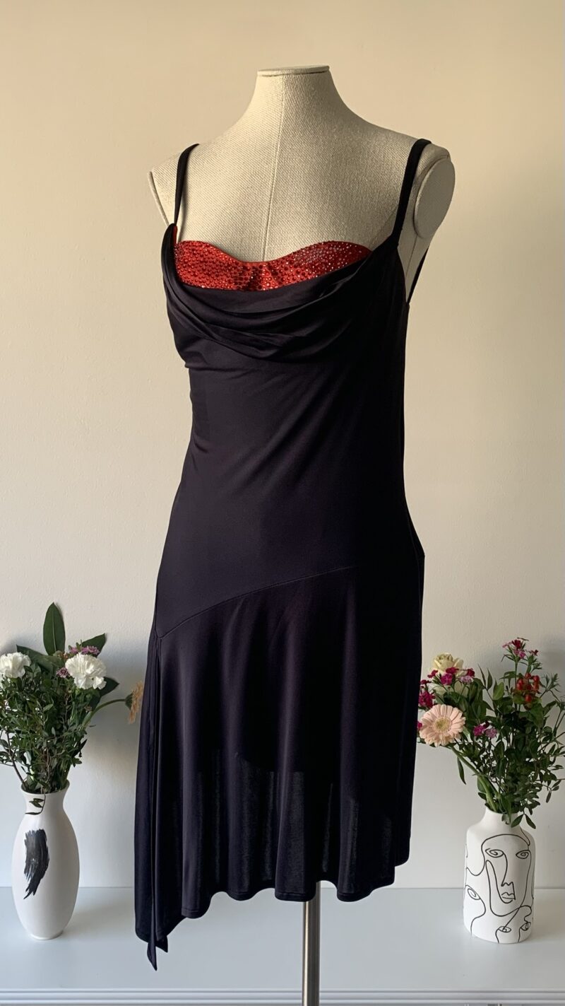 Christian Lacroix SS 1995 dark blue and red embellished dress