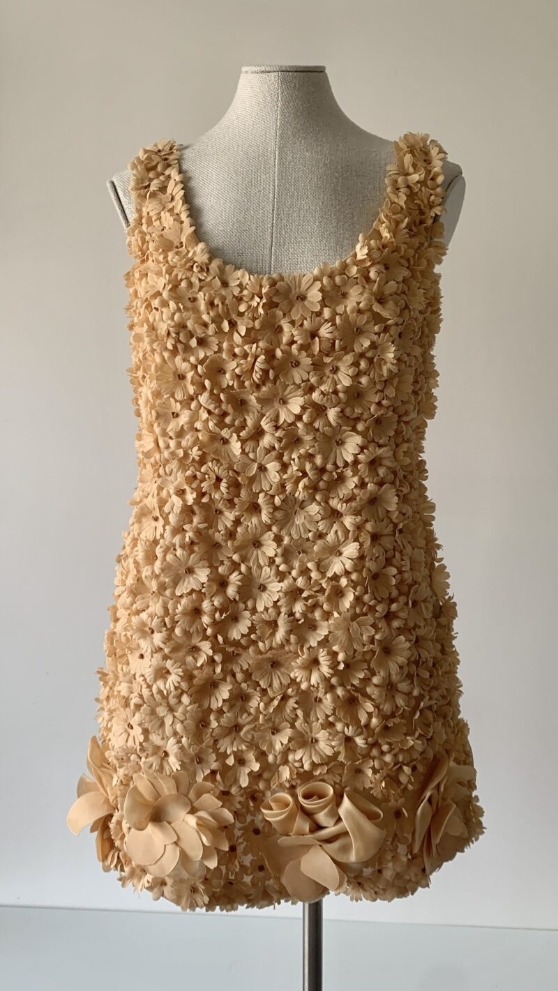 Prada SS 1992 exquisite flower appliqué mini dress