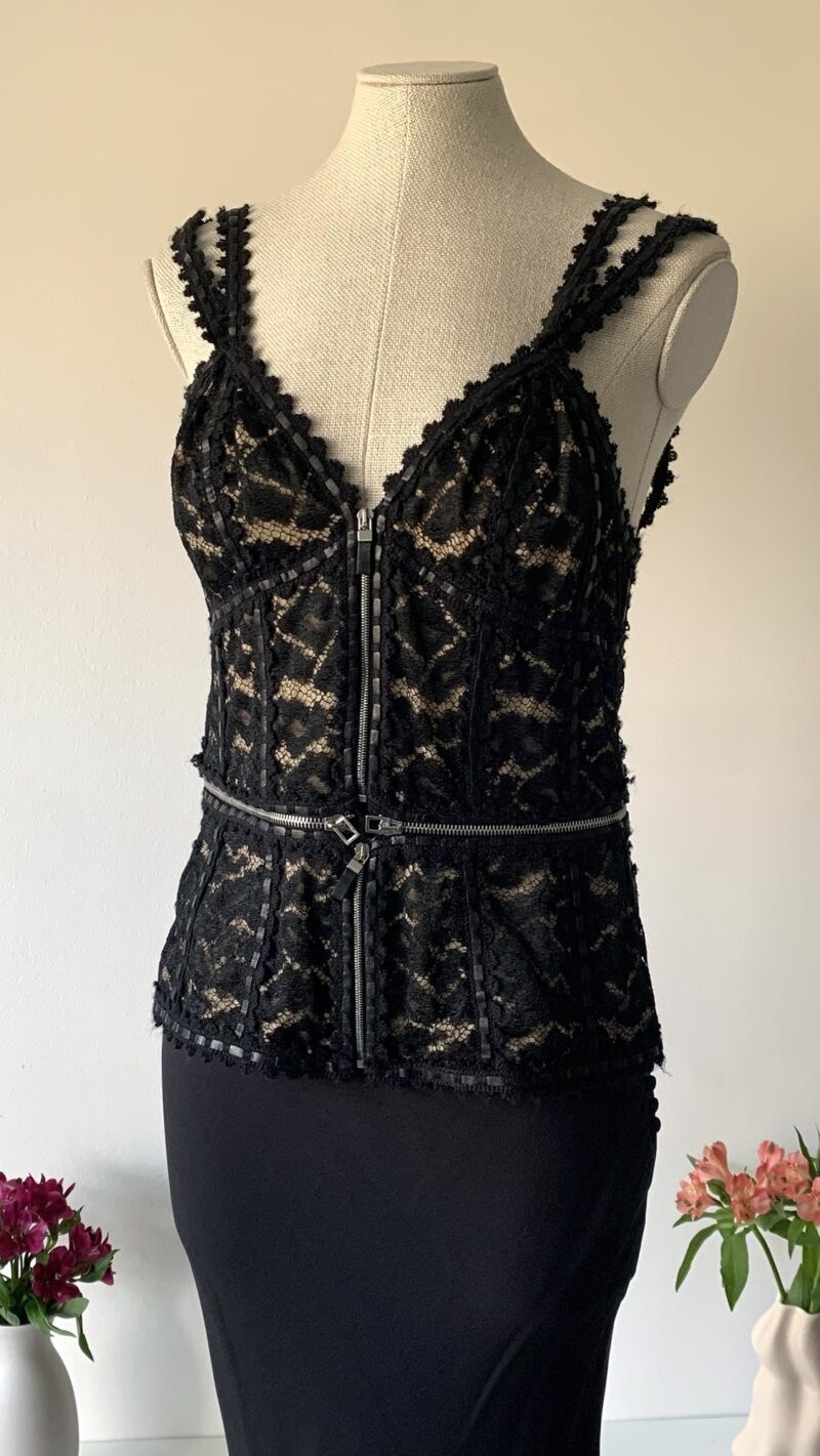 Alexander McQueen FW 2003 lace zipper corset top