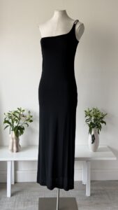 archives theory gucci by tom ford black one shoulder vintage gown maxi dress with metallic g detail vintage archival