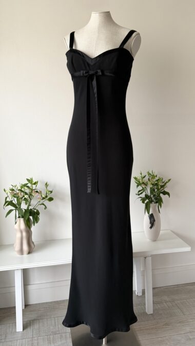 archives theory valentino fall winter 2005 black gown with bow silk maxi dress