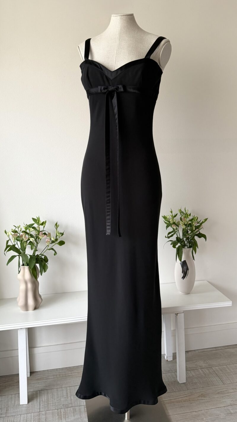 archives theory valentino fall winter 2005 black gown with bow silk maxi dress