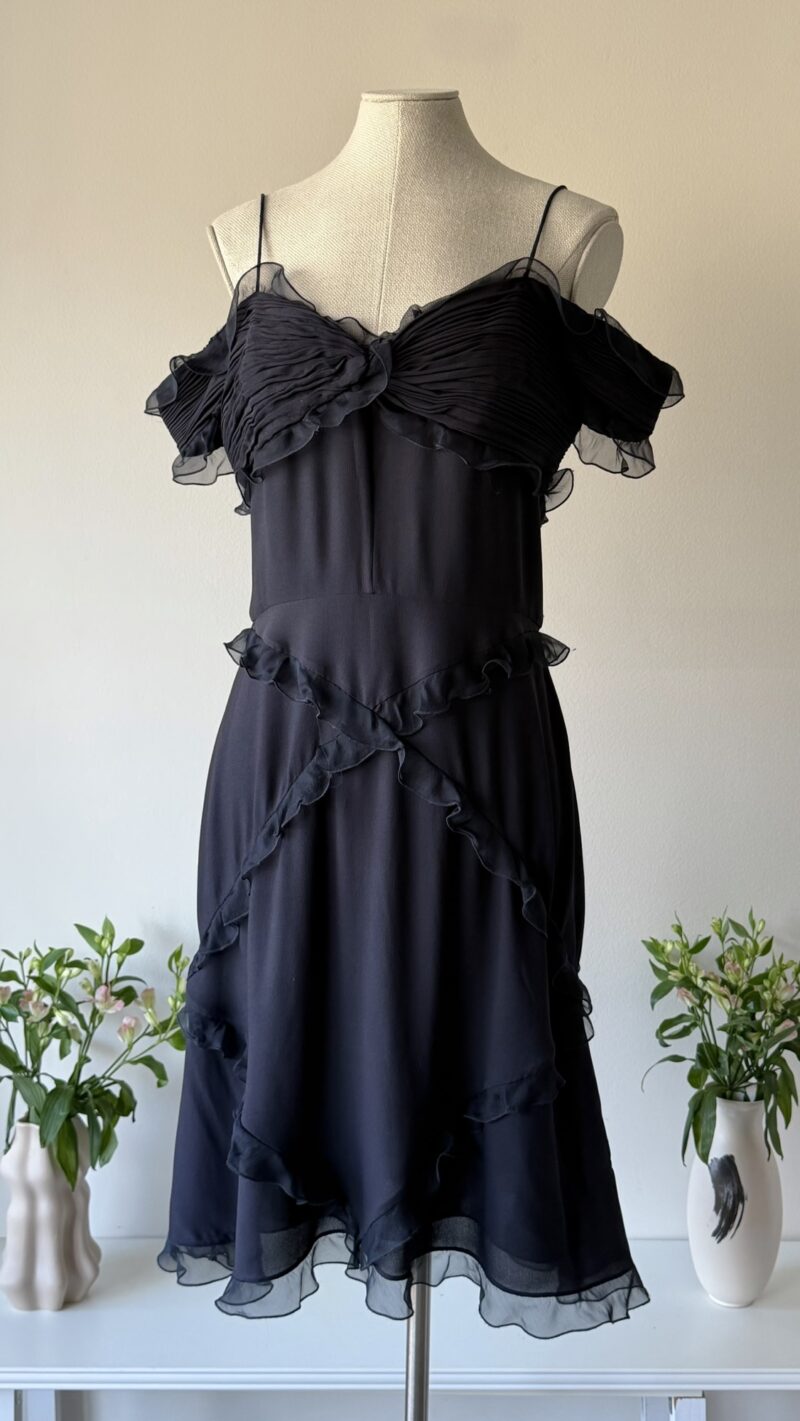 archives theory valentino early 2000s black ruffle mini dress runway vintage