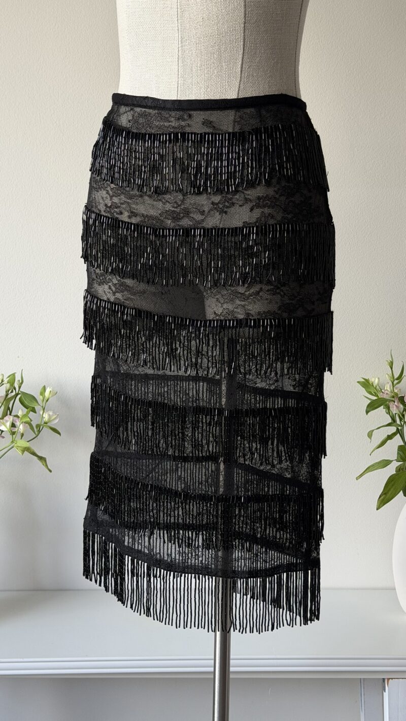 Dolce & Gabbana SS 2000 black lace beaded skirt