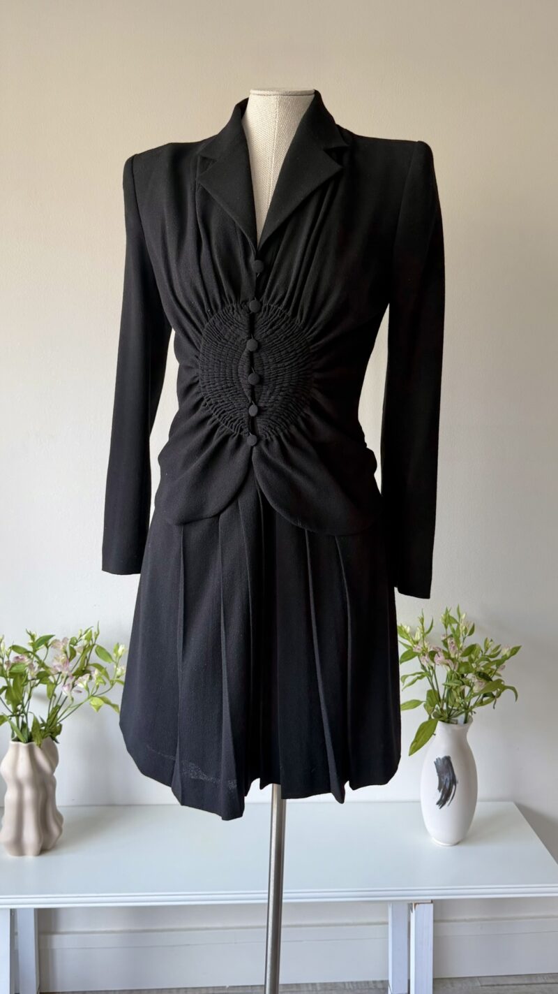 John Galliano FW 1997 black wool skirtsuit dress