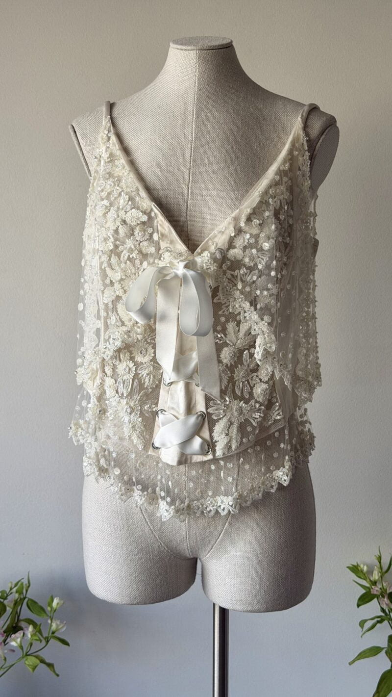 Valentino SS 2004 heavily embellished white bridal corset