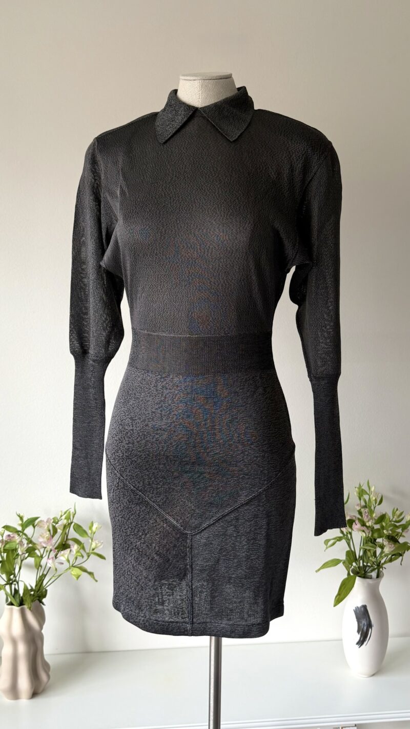 Alaia FW 1985 grey viscose bodycon dress