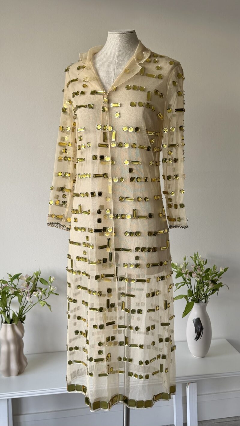 Prada FW 1999 golden crystal tulle coat