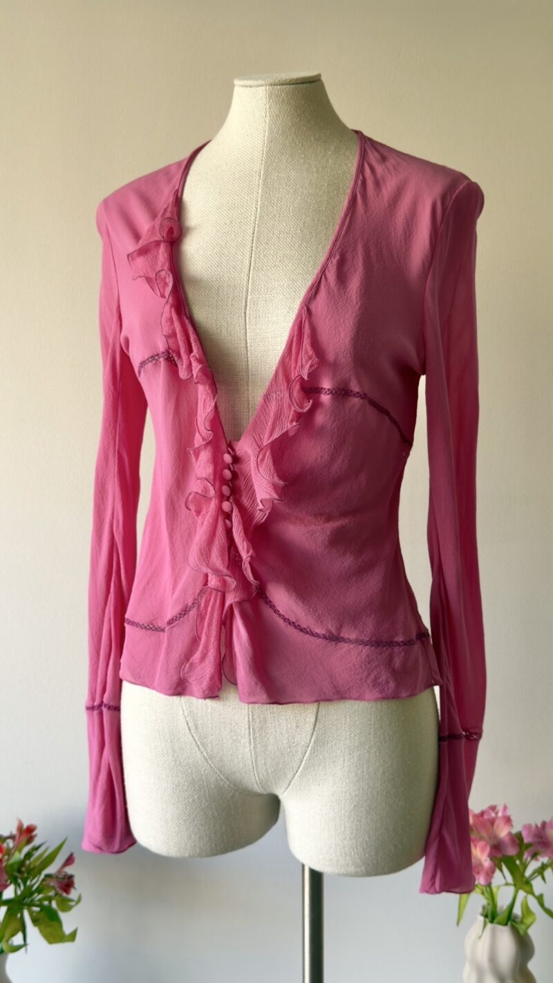Christian Dior SS 2004 pink silk ruffle top - Pulled for Fitting