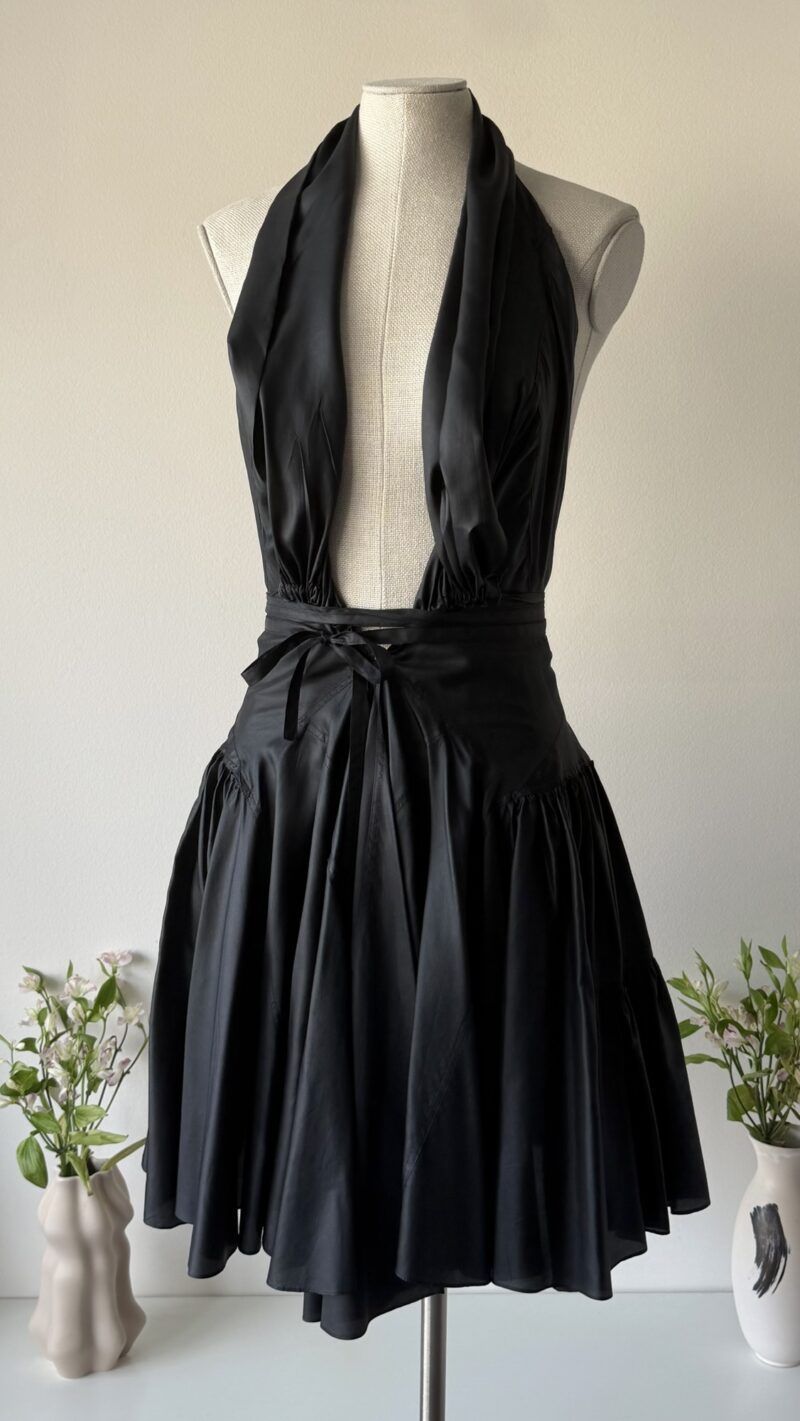 Alaia SS 1987 black silk corseted skater dress
