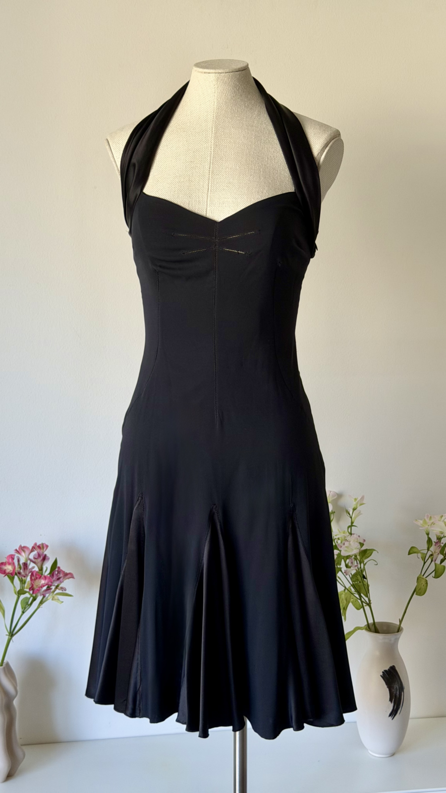 Christian Dior SS 2003 black silk skater dress