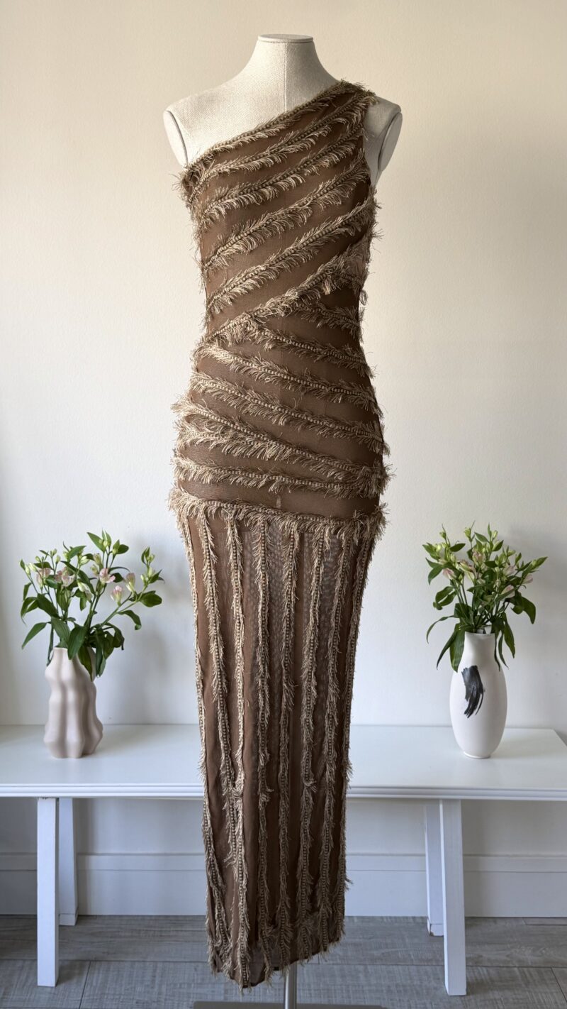 Gianfranco Ferre SS 1999 brown bodycon maxi dress