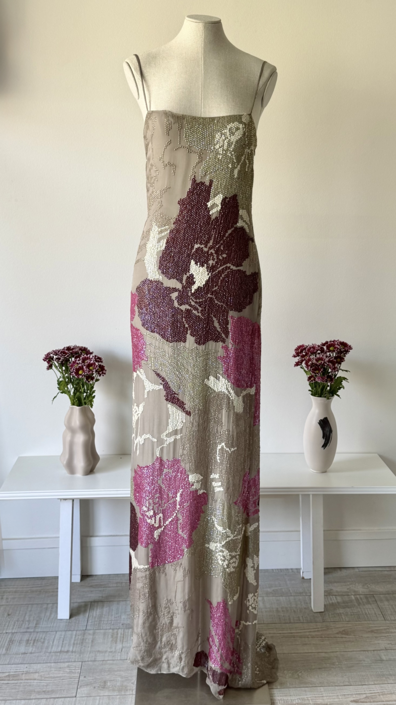 Valentino Demi-Couture SS 2001 exquisite silk sequin embellished floral gown