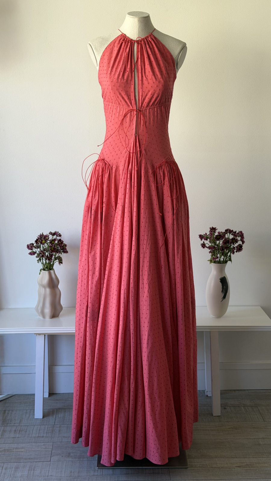 Alaia SS 2017 framboise pink halter backless maxi dress