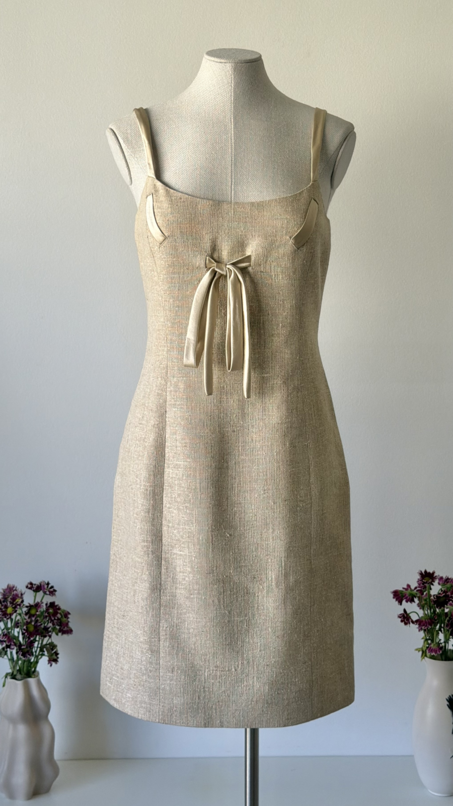 Valentino SS 1996 runway beige silk mini dress